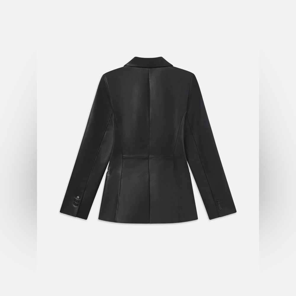 NWT $1398 Frame Women's Black The Femme Leather Blazer - Picture 4 of 8